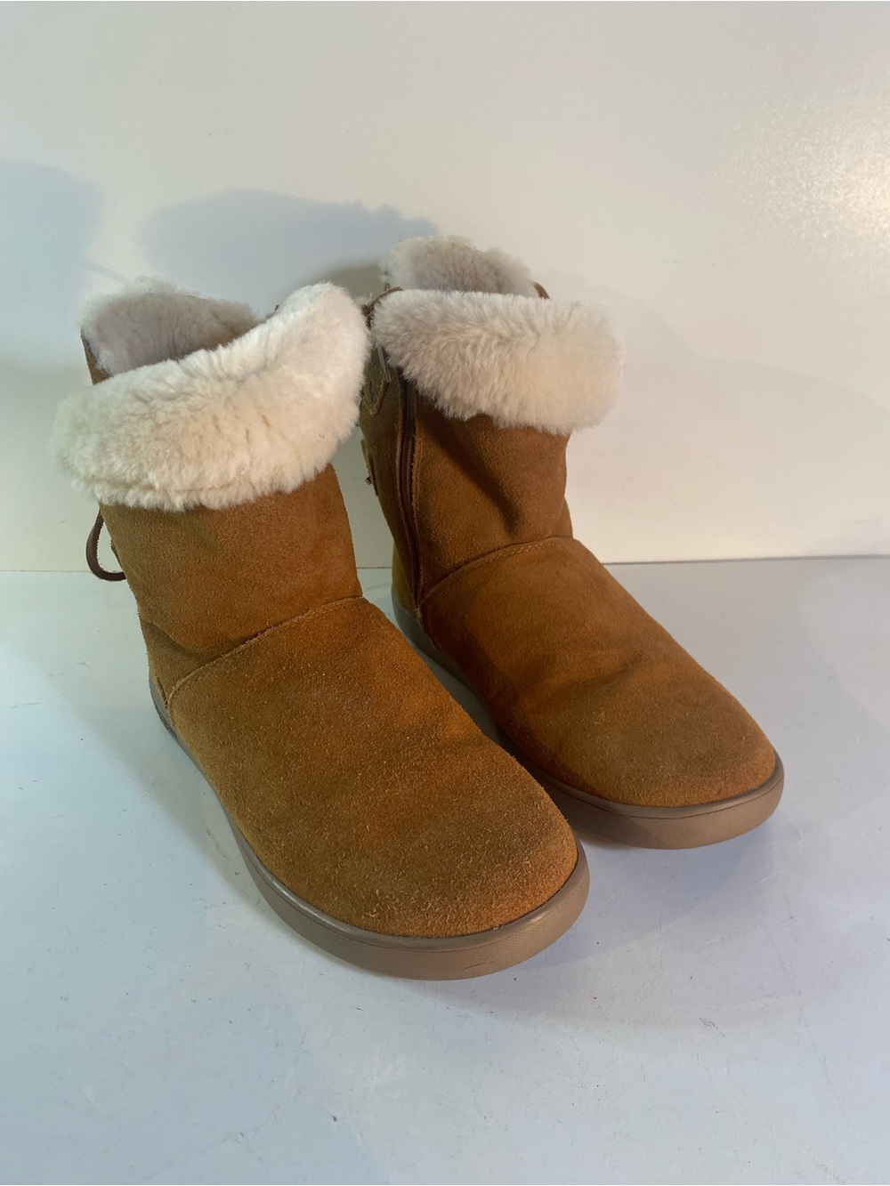 Koolaburra UGG Shazi Tan Suede Faux Fur Lined Ankle Boots Size 8